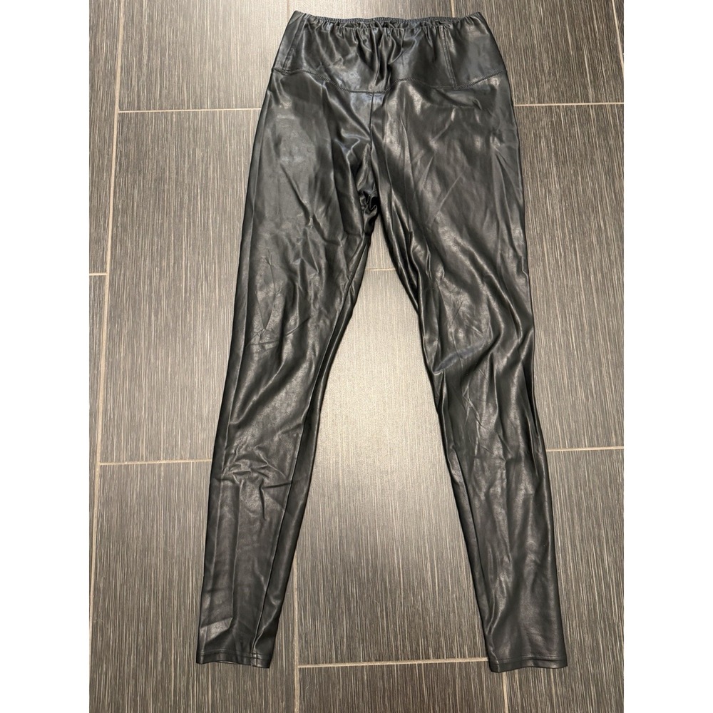 Aritzia Wilfred Free Faux Leather Pants Sz L Pull On Black High Rise Lightweight